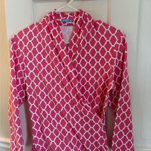 J McLaughlin Women’s Pink Patterned Wrap Blouse